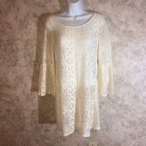 American Eagle See-Thru Lace Flared-Sleeve Dress